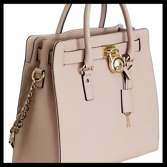 Michael Kors Hamilton Large Saffiano Leather Tote Bag Color: Ballet - Picture 4 of 11